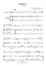 Náhled not [1] - Pepusch Johann Christoph (1667 - 1752) - Sonáty pro  sopránovou zobcovou flétnu a basso continuo č 1 - 3