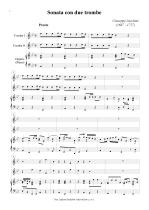 Náhled not [1] - Jacchini Giuseppe Maria (1667 - 1727) - Sonata con due trombe (in B) - transpozice + klav. výtah