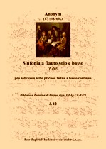 Náhled titulu - Anonym - Sinfonia a flauto solo e basso (Biblioteca Palatina 12)
