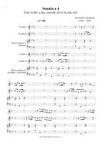 Náhled not [1] - Stradella Alessandro (1644 - 1682) - Sonata a 4 (transpozice do B - dur) (Due violini e due cornetti divisi in due cori)